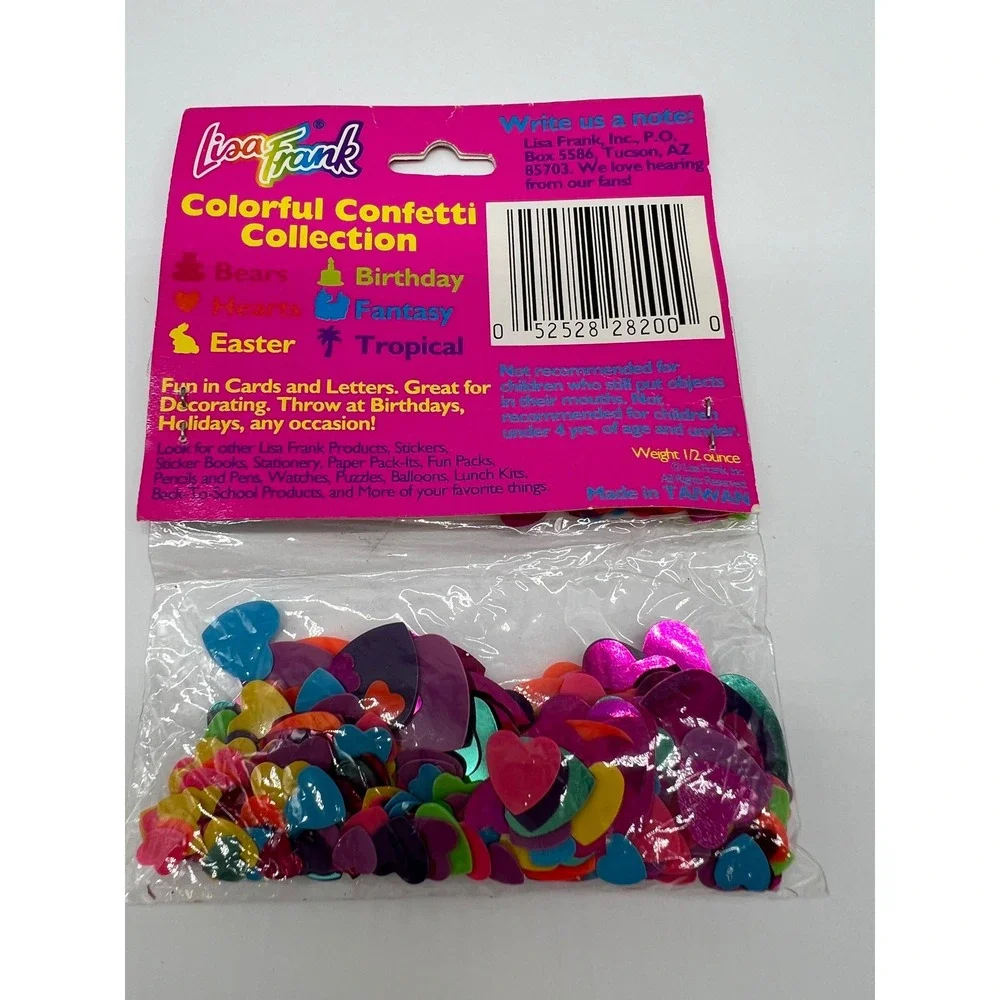 Lisa Frank Hearts Confetti Vintage 0.5 oz Multicolor Rainbow Heart Shape NEW 90s